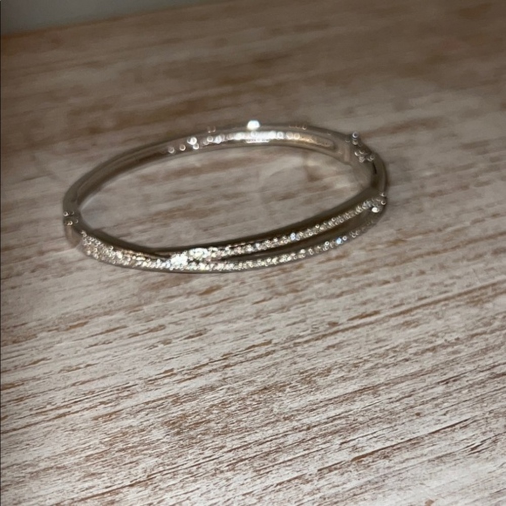 Swarovski Crystal Bangle Bracelet – Silver Tone – Gently Used